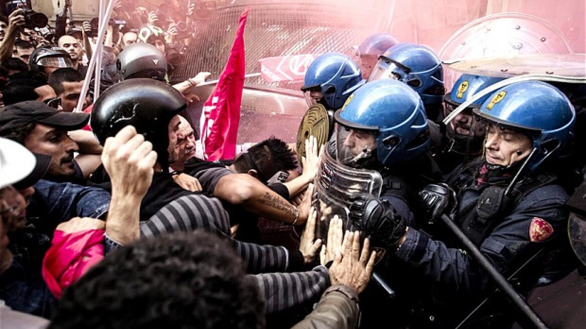 Συγκρούσεις αστυνομίας-διαδηλωτών στη Ρώμη 