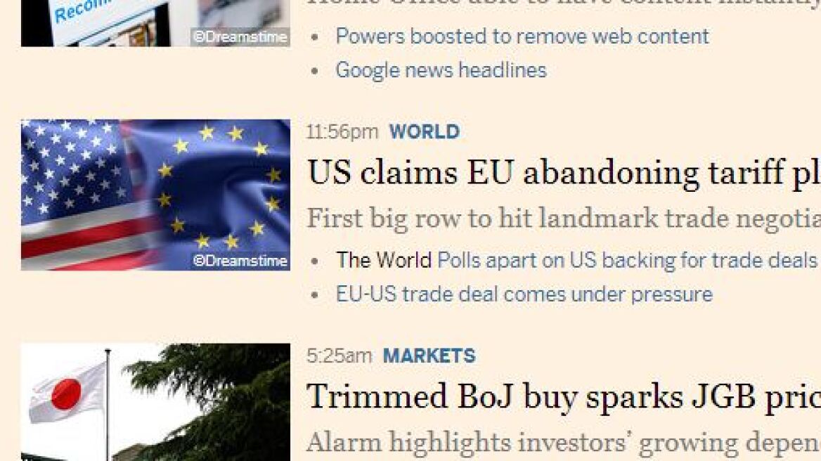 ΗΠΑ: Η ΕΕ δεν καταργεί τους δασμούς στο διατλαντικό εμπόριο παρά τις υποσχέσεις