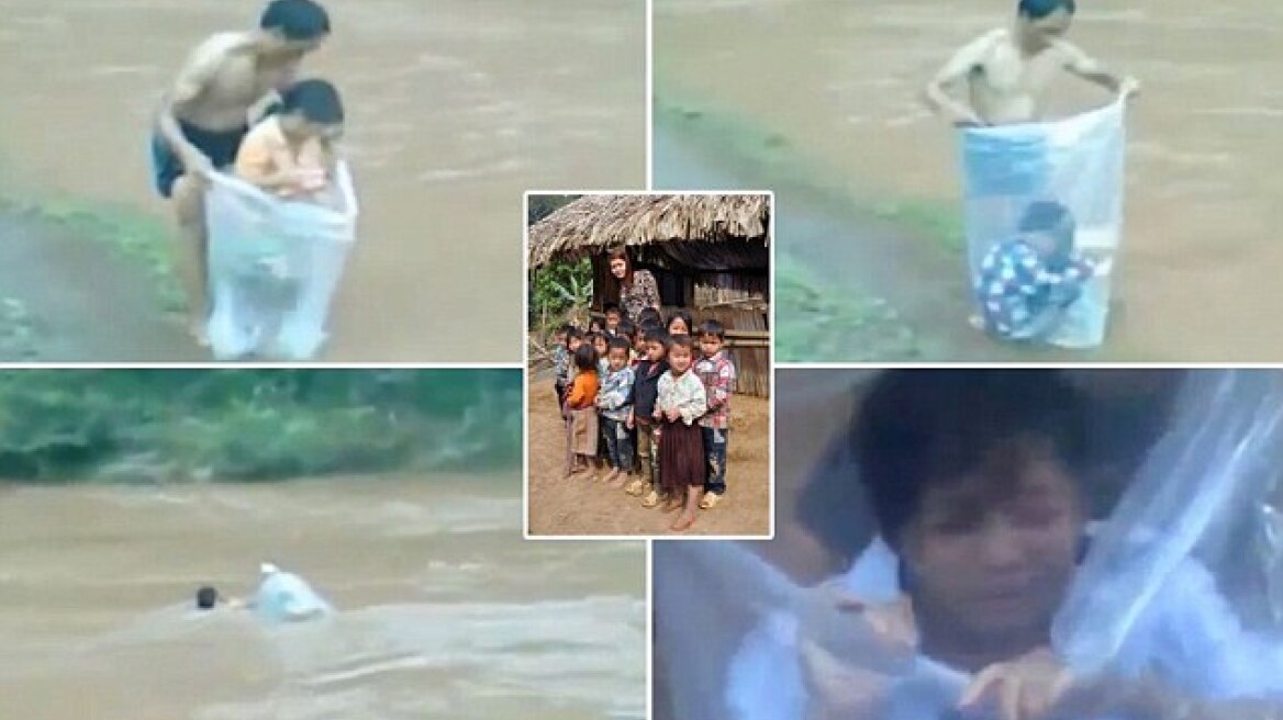 Μαθητές πάνε στο σχολείο... μέσα σε νάιλον σακούλες! 