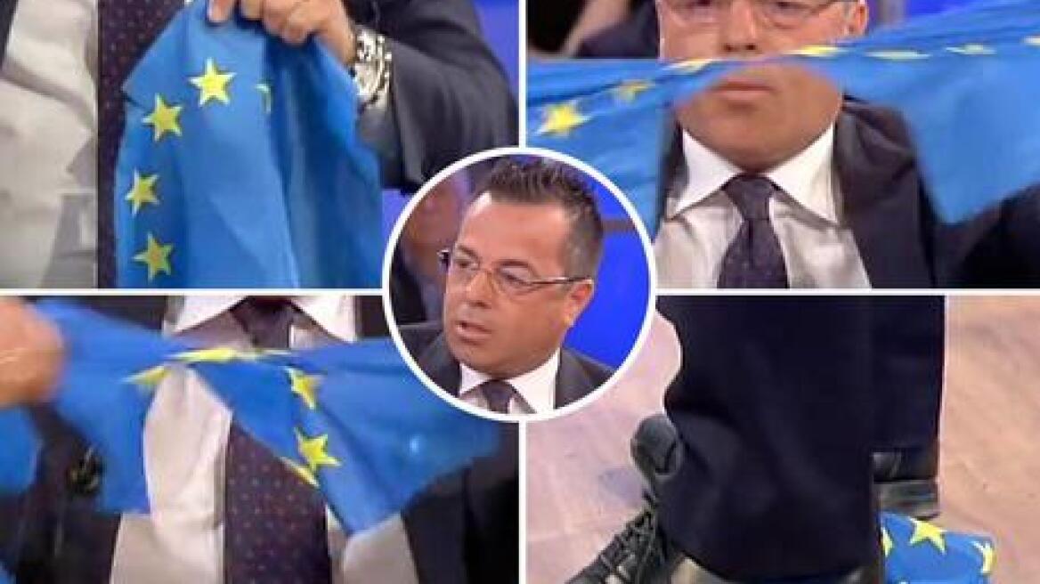 Gianluca Buonanno: Ο Ιταλός που φύσηξε τη μύτη του με τη σημαία της ΕΕ 