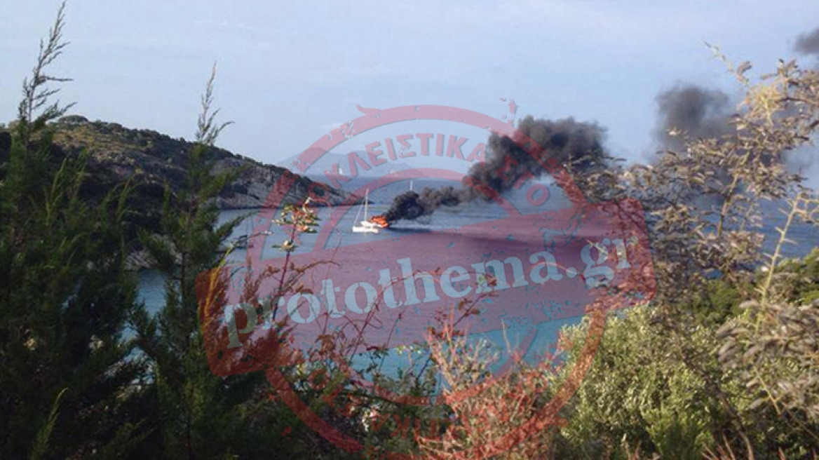 Κάηκε σκάφος στην Ιθάκη