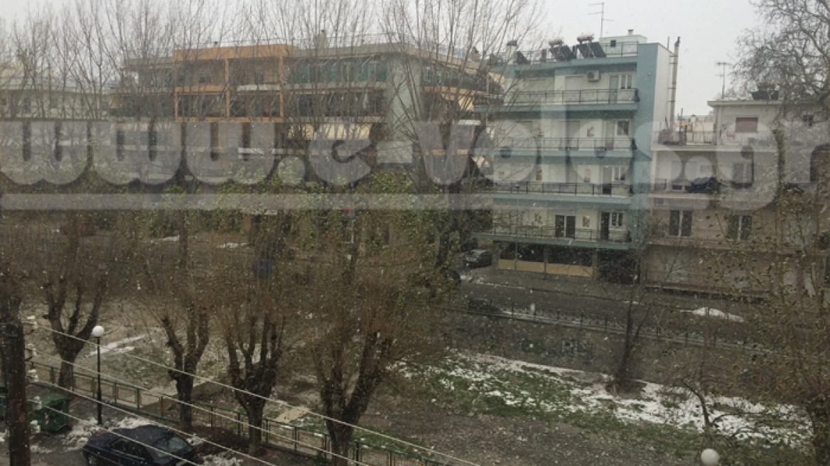 Βίντεο: Χιονίζει και στον Βόλο