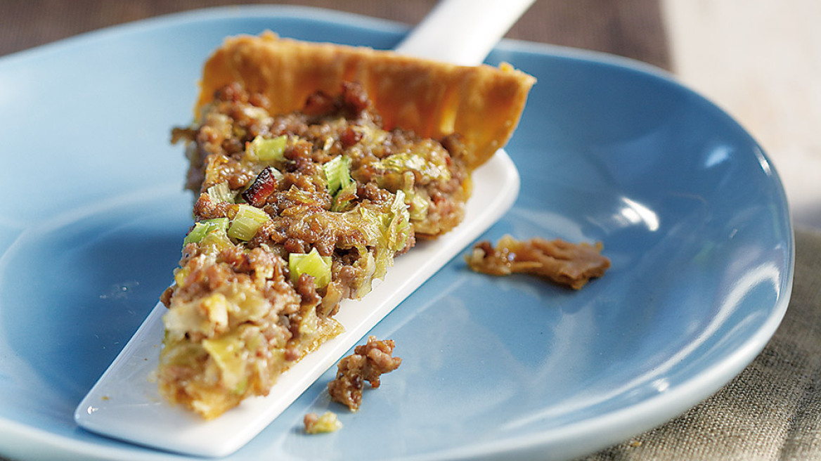 Τάρτα με πράσα και κιμά