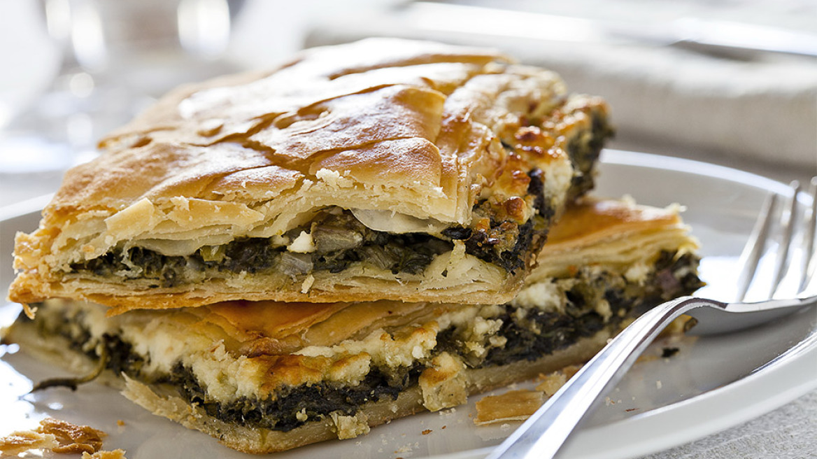 Πίτα με κατσικίσιο τυρί, σπανάκι, κουκουνάρι και Αρσενικό