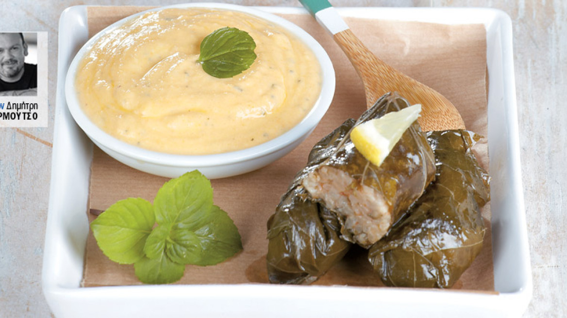 Ντολμαδάκια με τζατζίκι από γλυκοκολοκύθα και μέντα