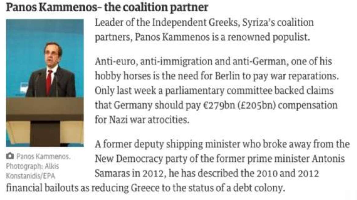 Ο Guardian έκανε τον Καμμένο... Σαμαρά!