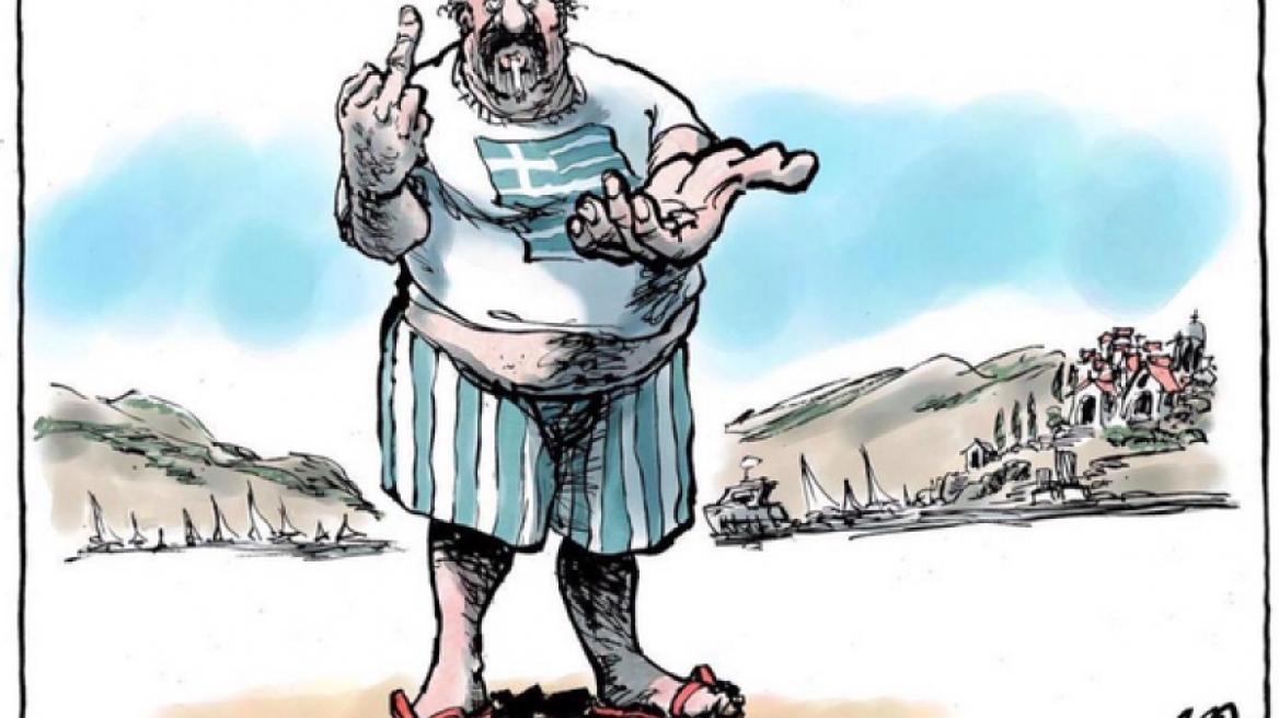 Σκίτσο-πρόκληση του ολλανδικού Τύπου για τον Έλληνα που ψήφισε «όχι»
