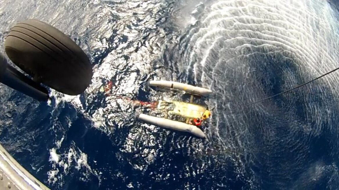 Video of maritime rescue; two people plunked from sea