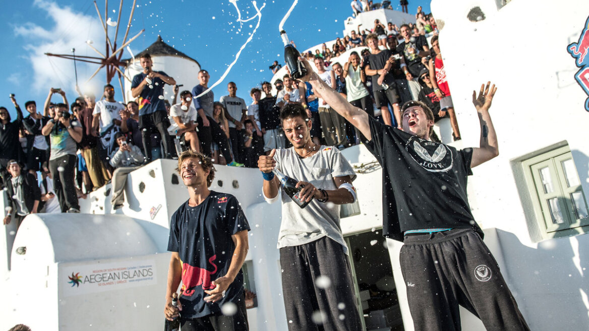 Best in the world: The Greek wonder boy won the Red Bull Art of Motion on Santorini... again! (spectacular vid)