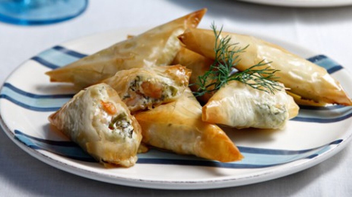 Πιτάκια γεμιστά με γαρίδες, τυρί και άνηθο