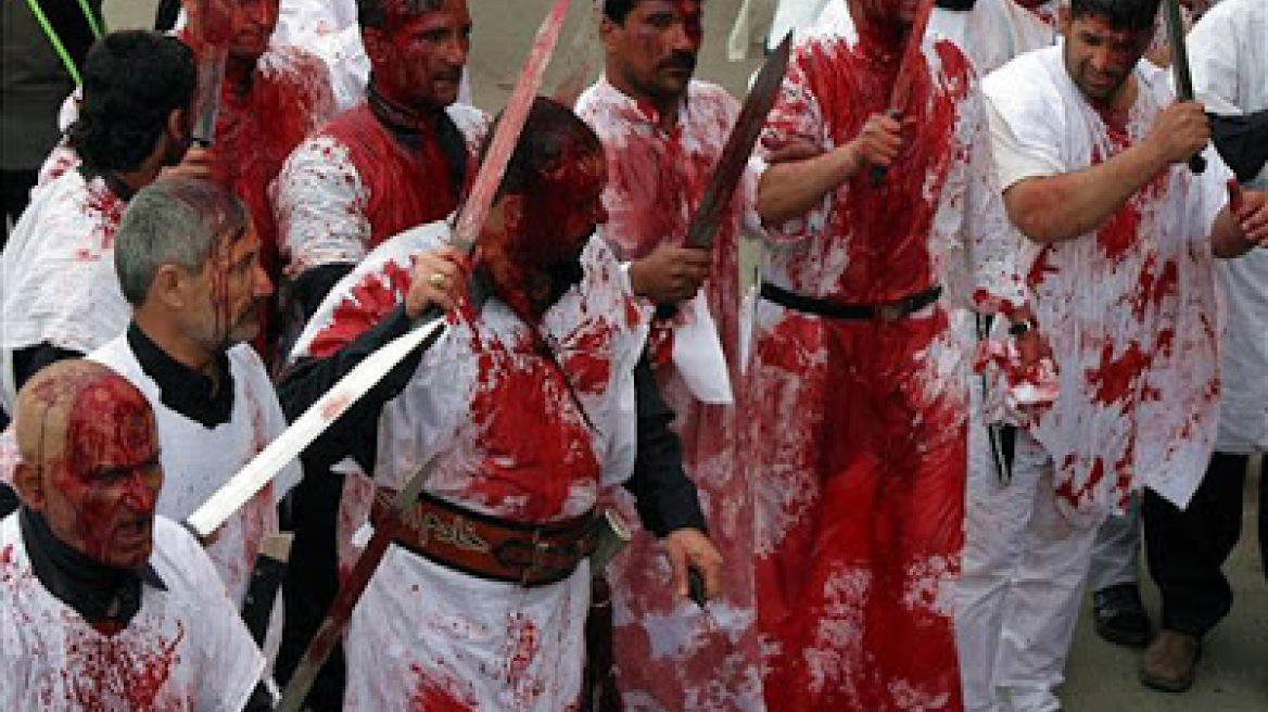 Unbelievable! Muslims slash selves in Greece in the name of Allah (warning: blood-filled video)