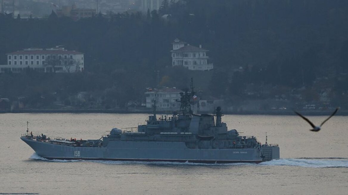 Turkey fury over Russian soldier holding weapon on waship