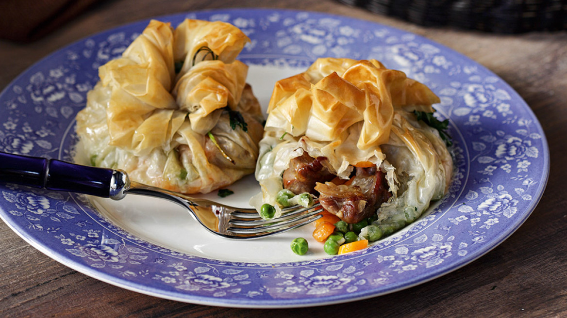 Πουγκάκια με μπουκιές αρνιού