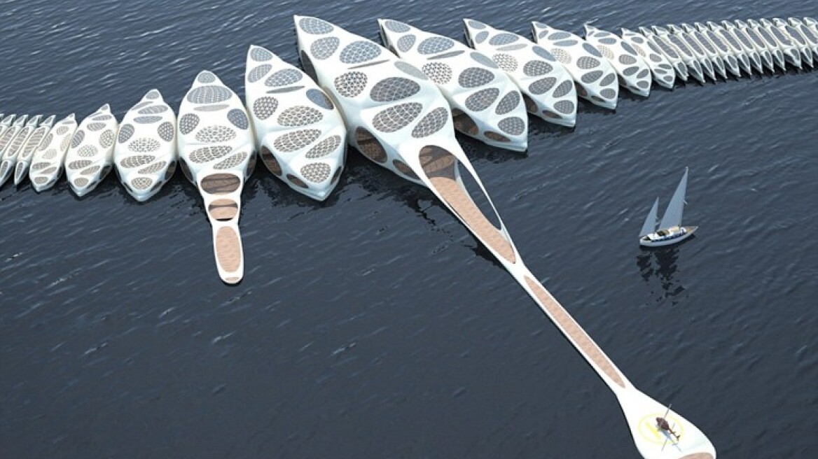 Self-sufficient hotel that drifts with the current