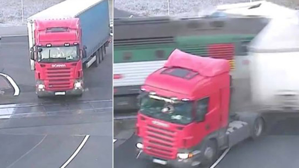 Video: Σύγκρουση νταλίκας με τρένο 