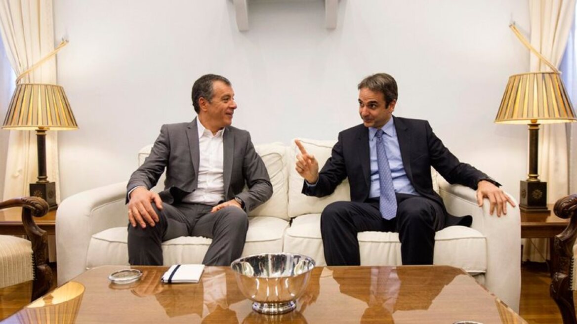 ND leader Mitsotakis meets with Potami president Theodorakis
