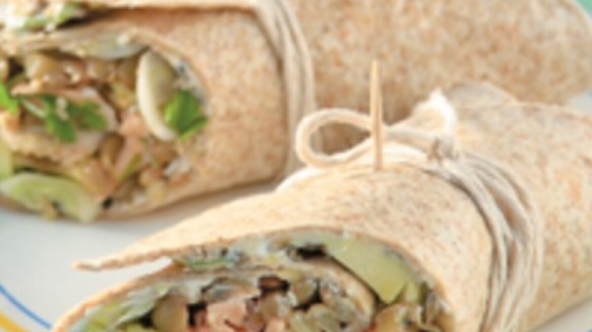 Τορτίγια ολικής άλεσης με σολομό και φακές