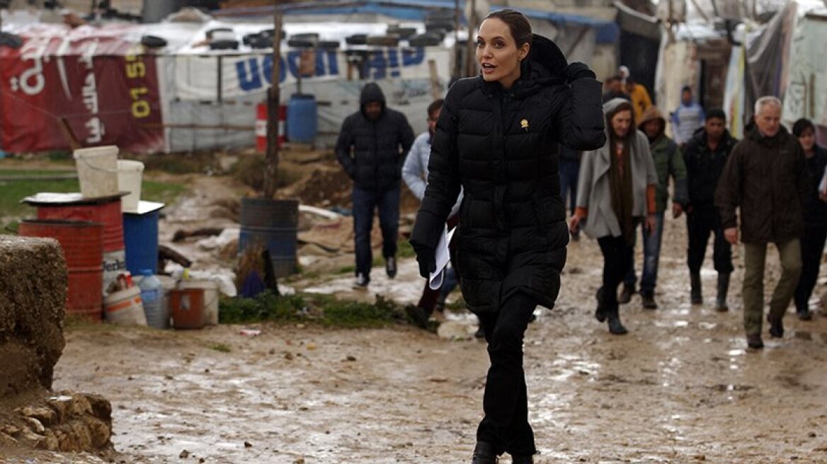 Angelina Jolie arrives in Athens