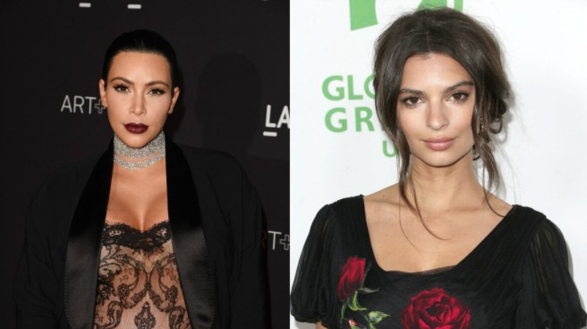 Kim Kardashian and Emily Ratajkowski pose topless