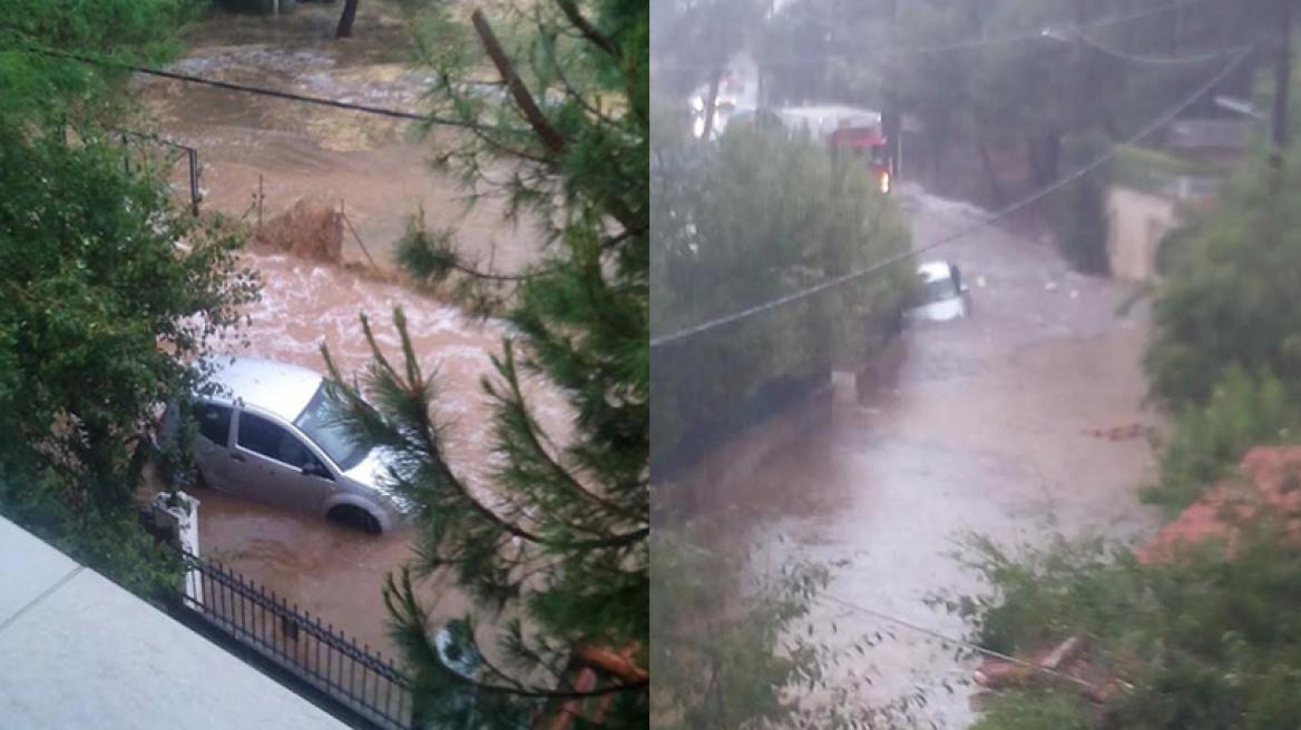 «Βούλιαξαν» τα βόρεια προάστια από τη νεροποντή