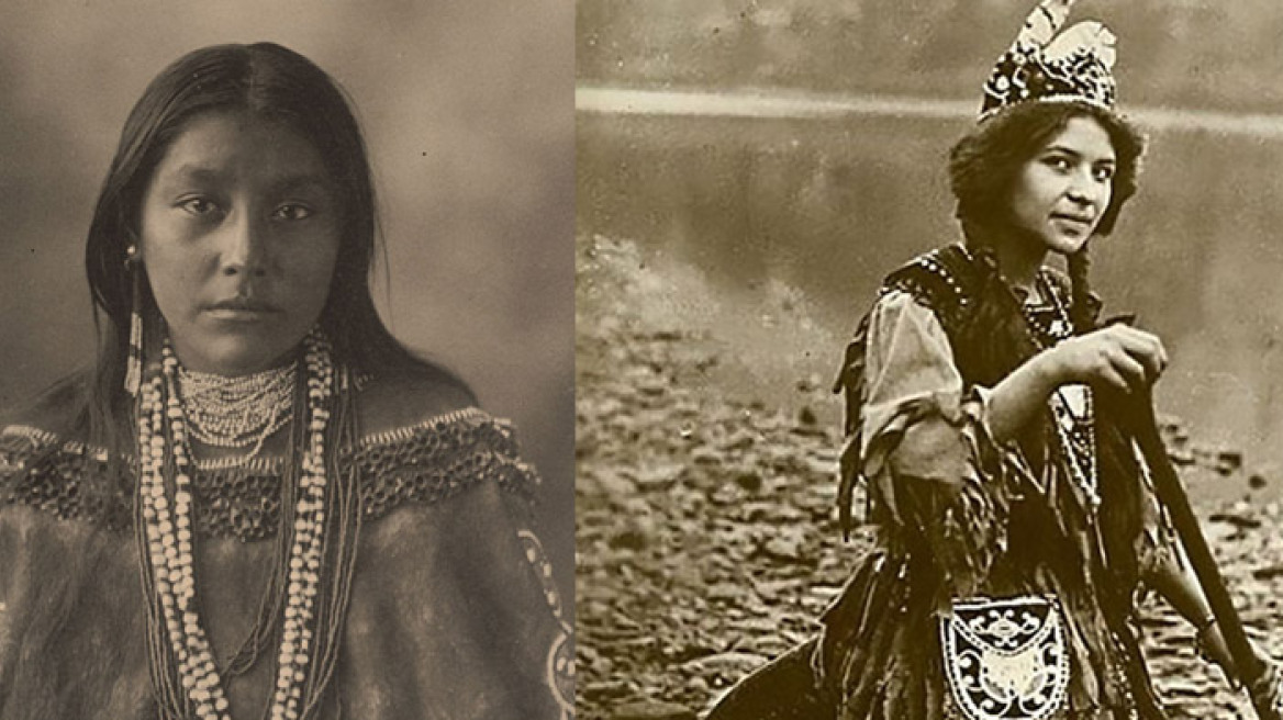 Vintage portraits of Native American girls