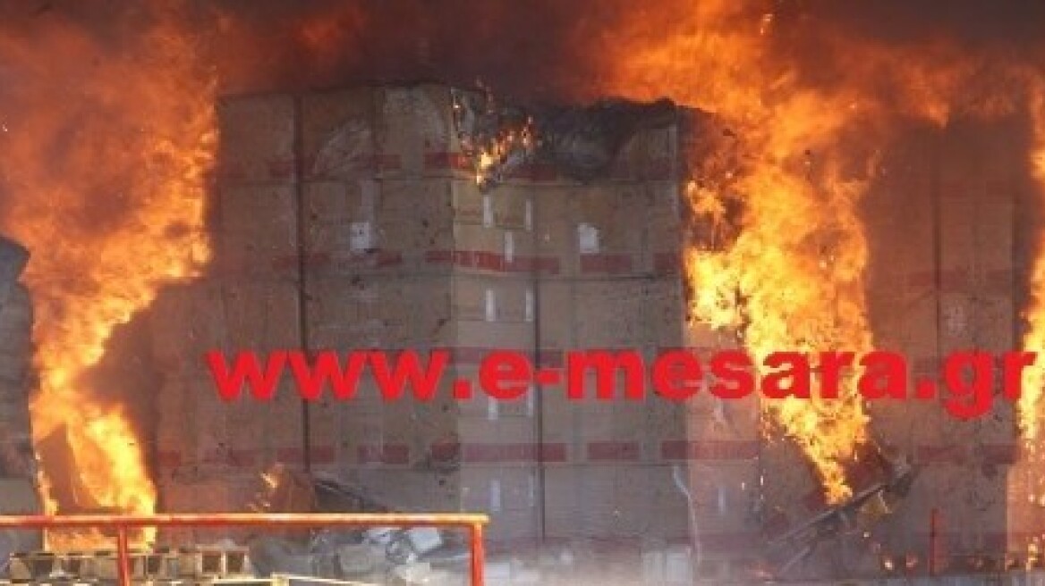 Τυμπάκι Ηρακλείου: Ολοκληρωτική η καταστροφή στο συσκευαστήριο 