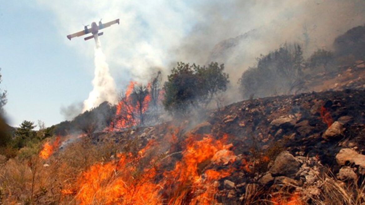Μάχη της πυροσβεστικής με δύο πυρκαγιές στη Λακωνία