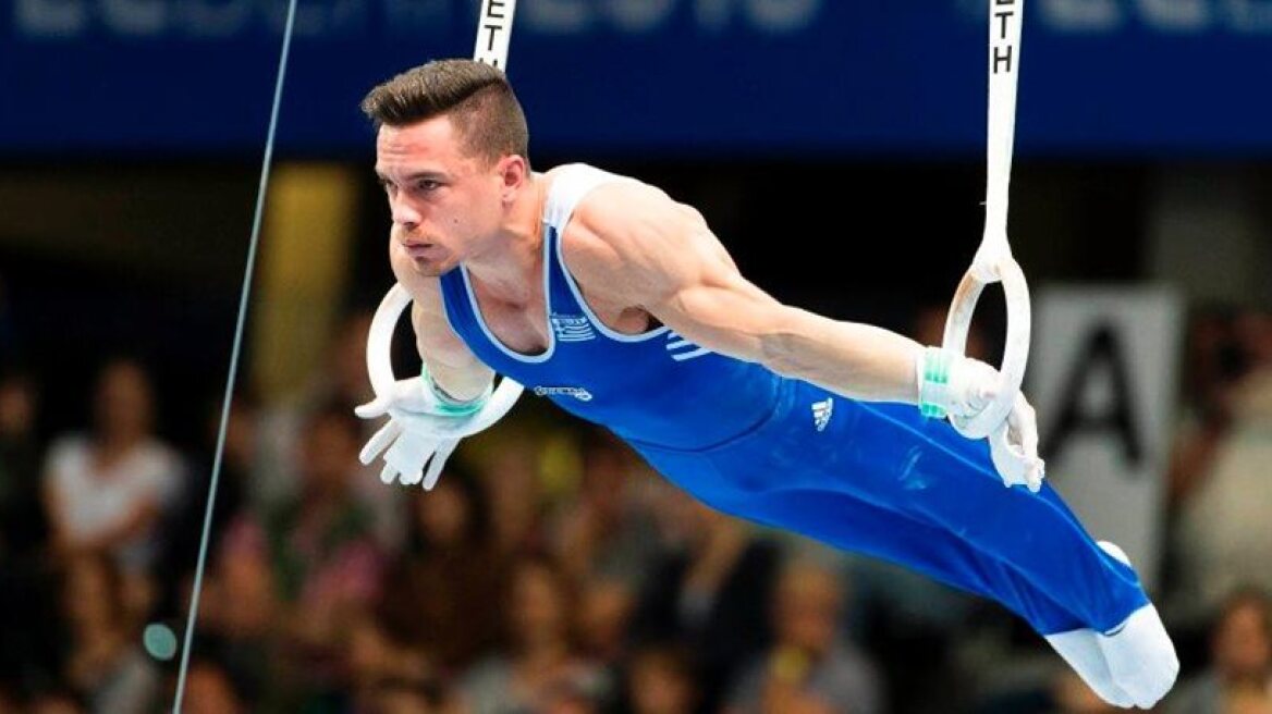Petrounias qualifies first for rings final (video)