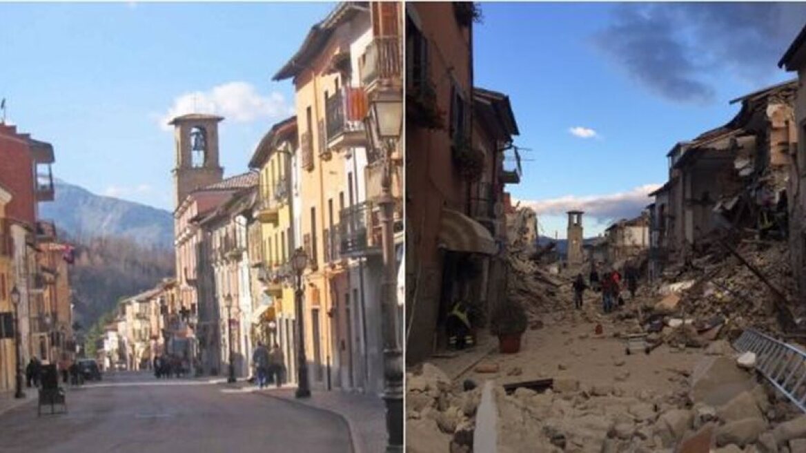 Before and photos of Italy earthquake show devastation (photos)