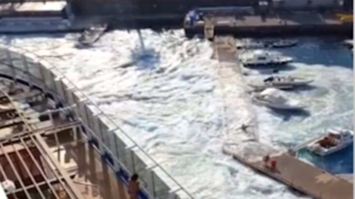 Dramatic video shows giant cruise causing a ‘tsunami’