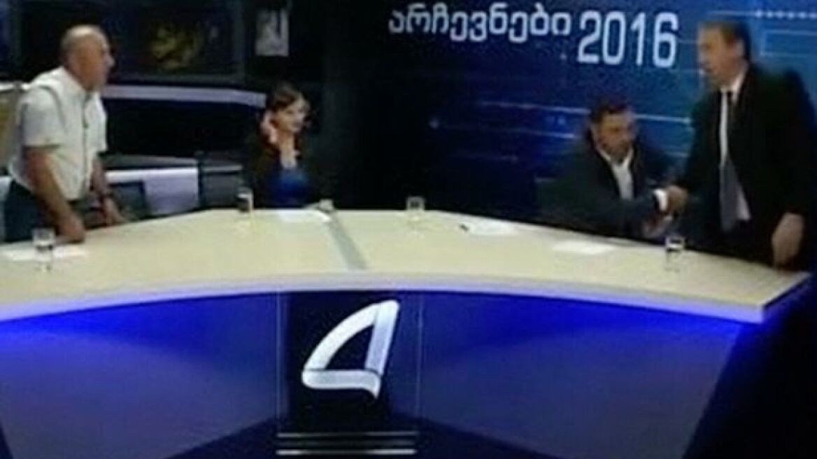 Βίντεο: Μπουνιές on air σε debate Γεωργιανών πολιτικών