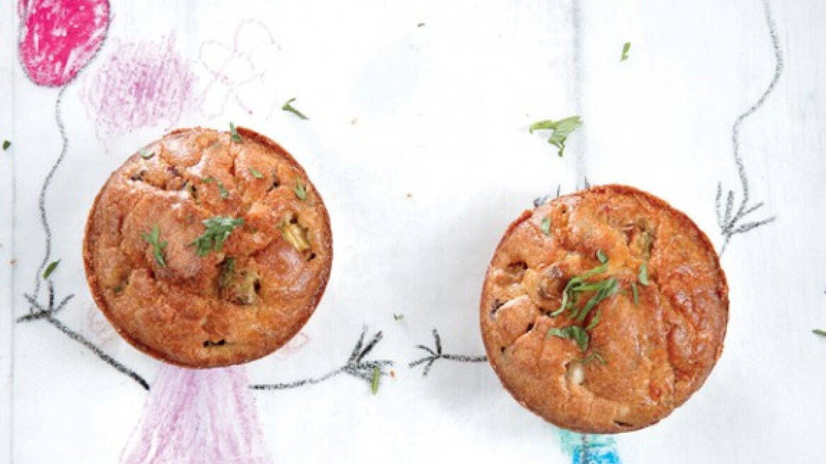 Zucchini and graviera cheese savory muffins