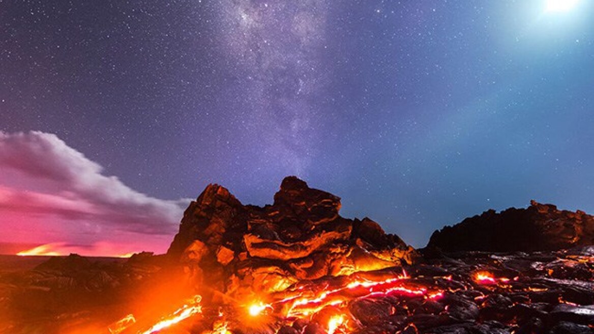 Η απόλυτη φωτογραφία: Σελήνη, Γαλαξίας, μετεωρίτης, λάβα μαζί σε ένα κλικ