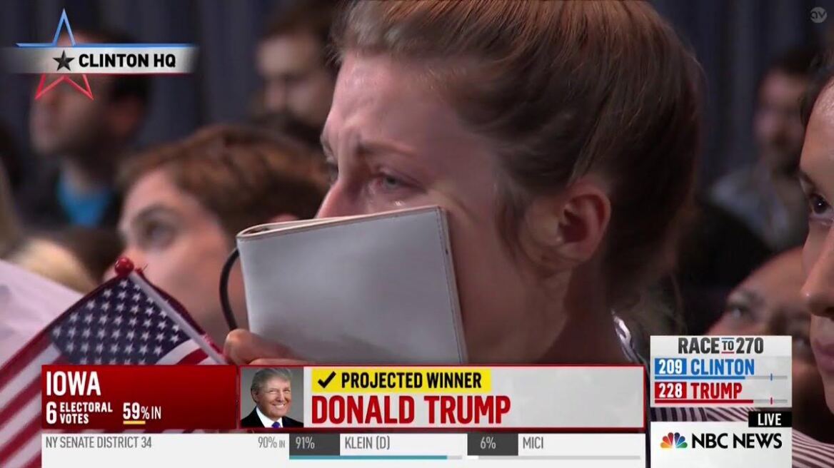 Εκλογές ΗΠΑ: Δείτε τα κλάματα των οπαδών της Κλίντον για τη διαφαινόμενη ήττα