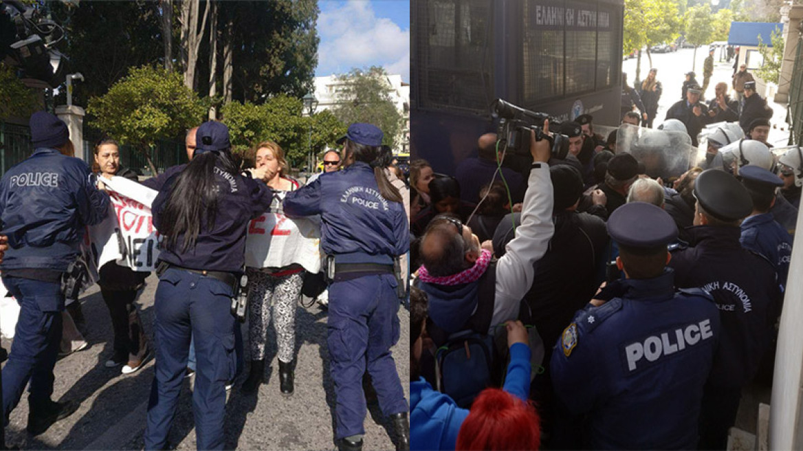 «Σκούπα» των ΜΑΤ σε καθαρίστριες για να μη φτάσουν στο Μαξίμου