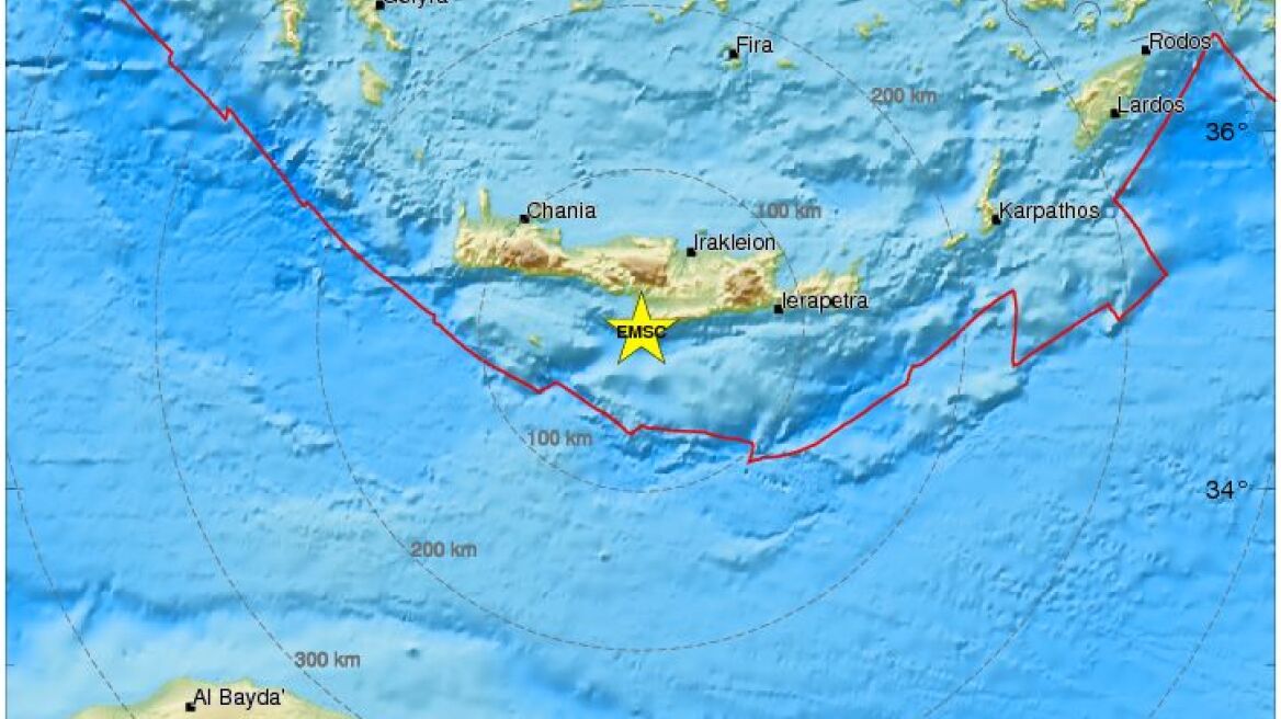 Σεισμός 4 Ρίχτερ νότια της Κρήτης