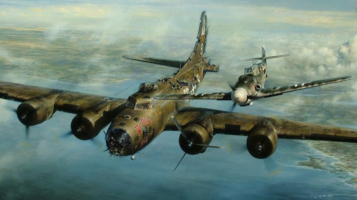 WWII German Ace stumbled across a crippled B-17 and escorted it home