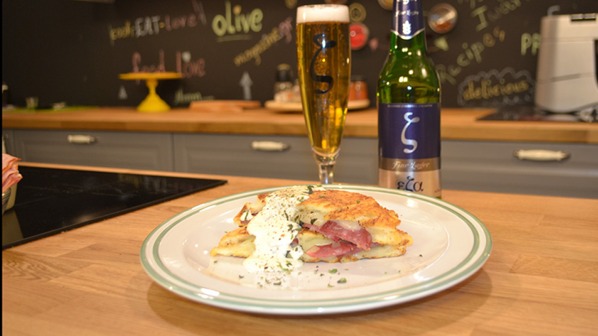 Σουφλέ τοστ με σαλάμι και κασέρι