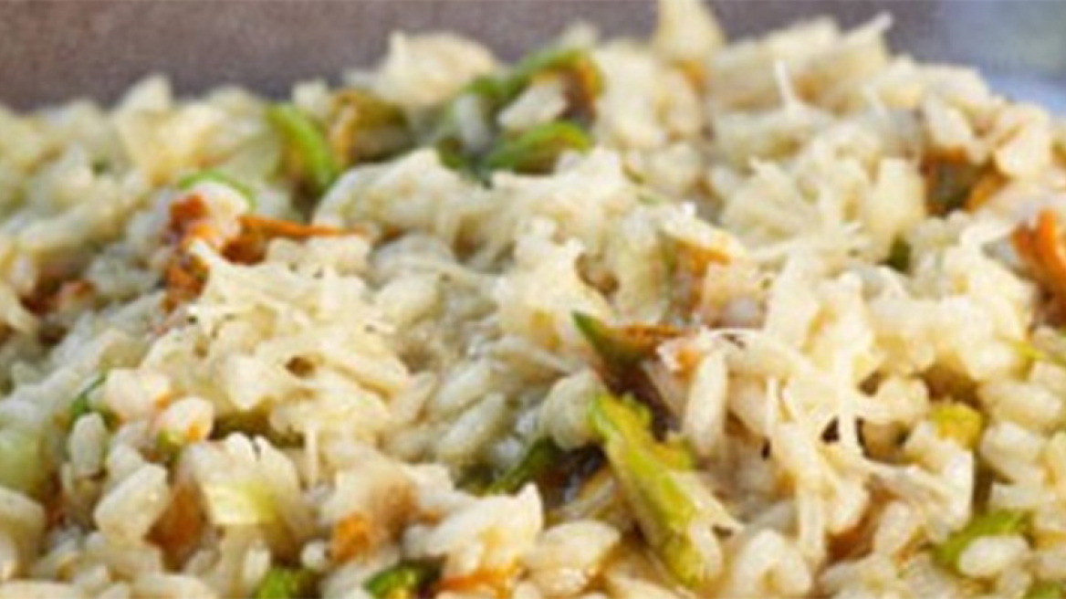 Ριζότο με κολοκυθοανθούς