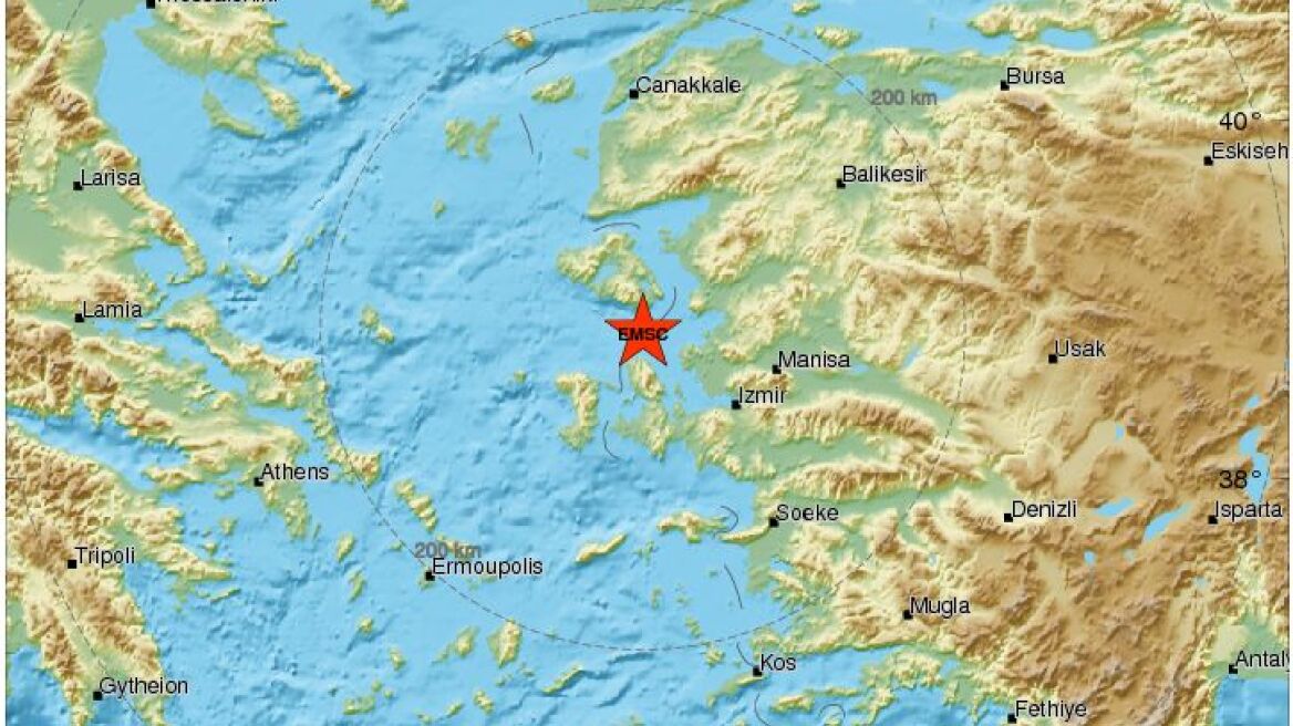 Σεισμός 4,8 Ρίχτερ νοτιοανατολικά της Λέσβου