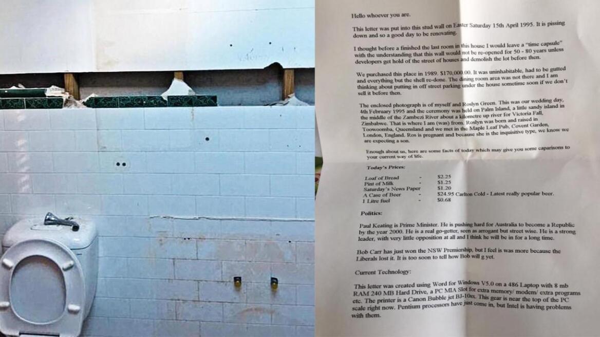 Time capsule from 1995 discovered in an Australian bathroom – with eerie predictions that came true