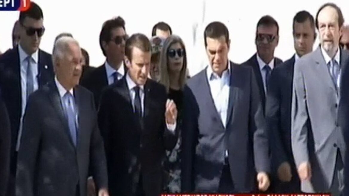 Macron and Tsipras at Niarchos Foundation