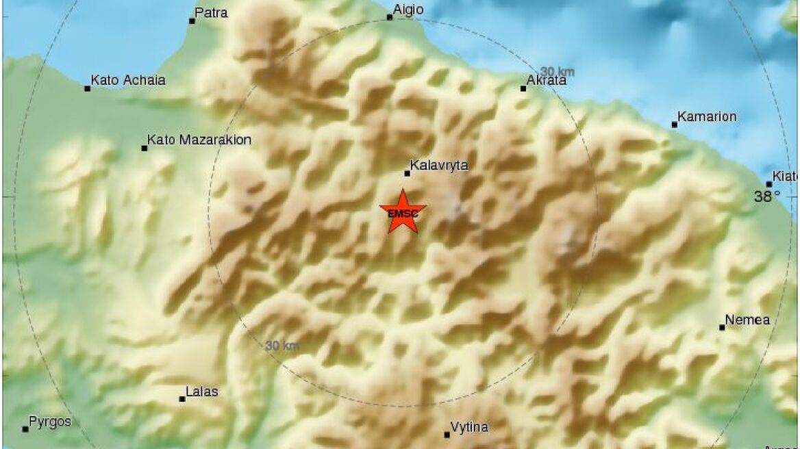 Ασθενής σεισμός 3,8 Ρίχτερ στα Καλάβρυτα