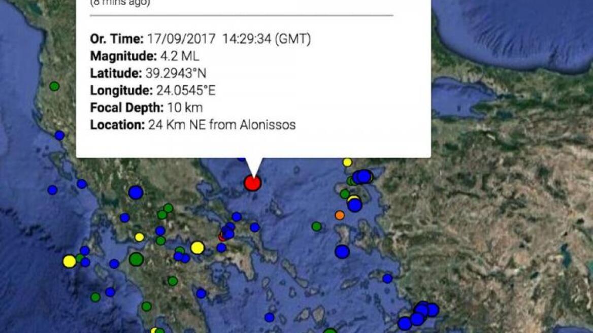Σεισμική δόνηση 4,2 Ρίχτερ ανοιχτά της Αλοννήσου