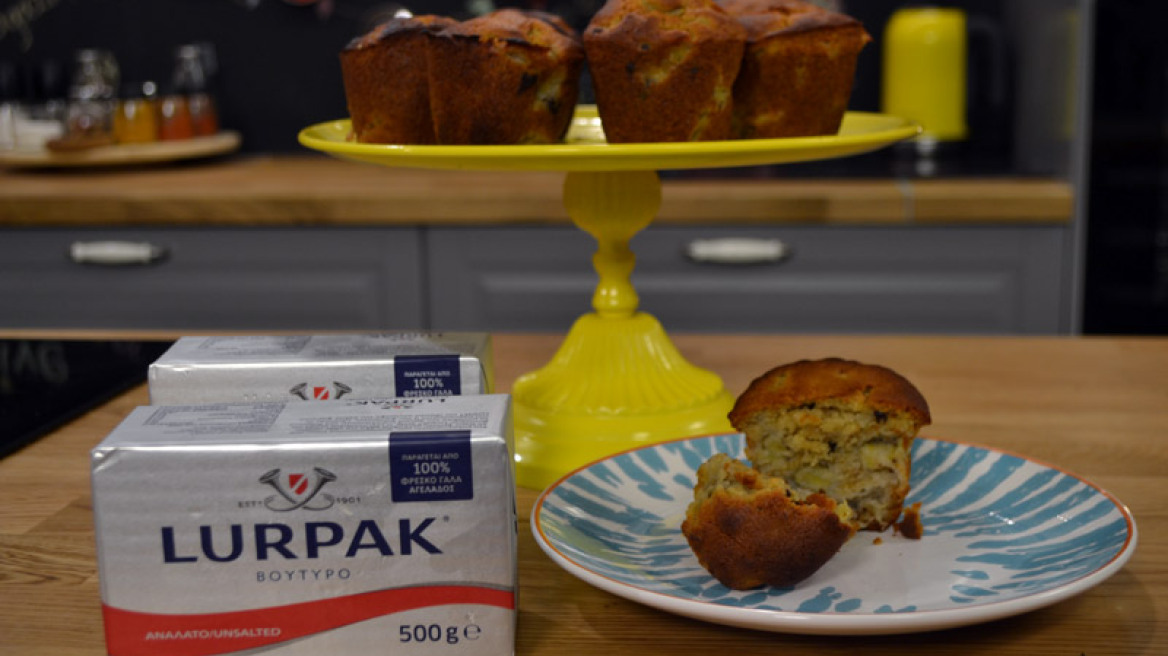 Muffins με μπανάνα και σταγόνες σοκολάτας