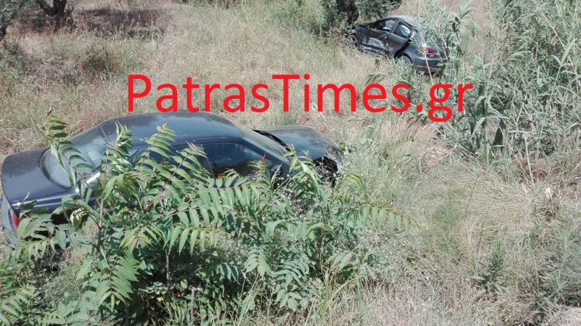 Τρομακτικό τροχαίο στην Πάτρα: Αυτοκίνητα κατέληξαν σε χωράφι έπειτα από σύγκρουση