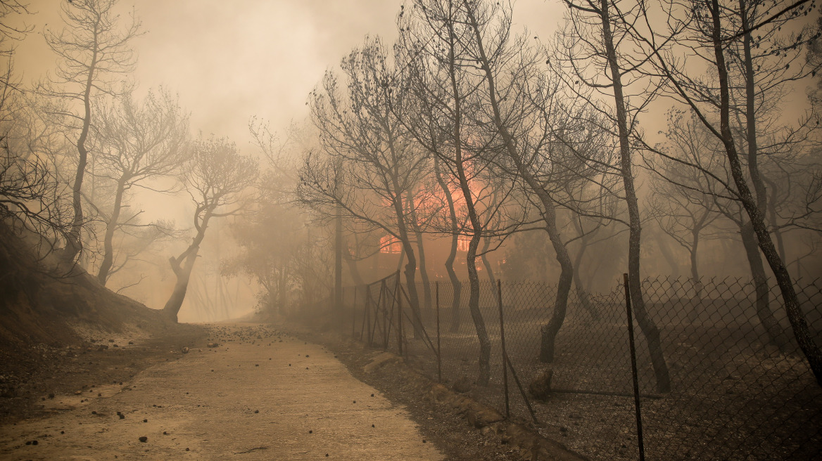 Φωτιά στην Κινέτα: Εγκλωβίστηκε τετραμελής οικογένεια στο σπίτι της σε φλεγόμενο οικισμό