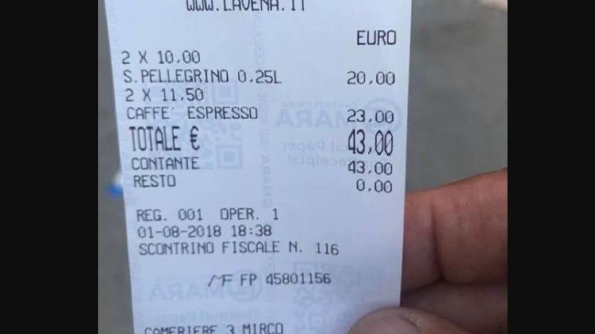Βενετία όπως... Μύκονος: Χιλιανός πολιτικός πλήρωσε 43€ για δύο καφέδες και δύο νερά!