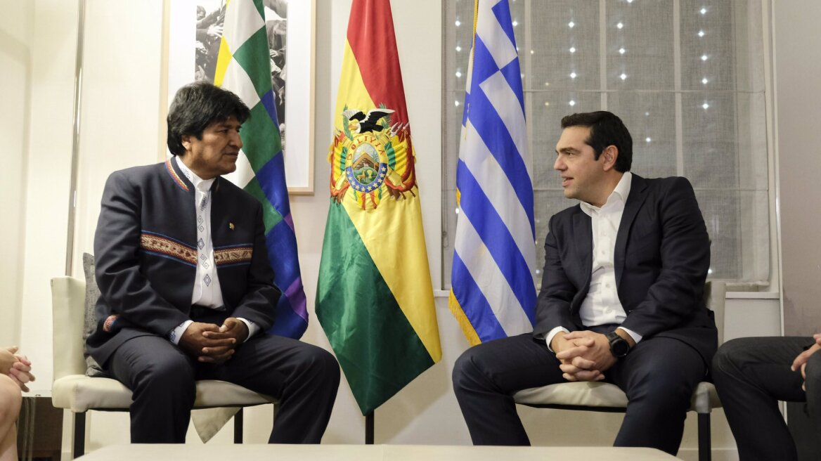 Ο Τσίπρας συνάντησε τον Έβο Μοράλες στο περιθώριο της Γενικής Συνέλευσης του ΟΗΕ