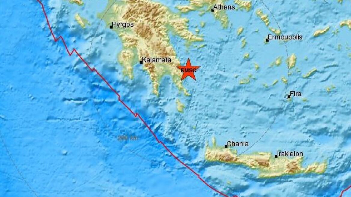 Σεισμός 4,1 Ρίχτερ ανατολικά της Λακωνίας